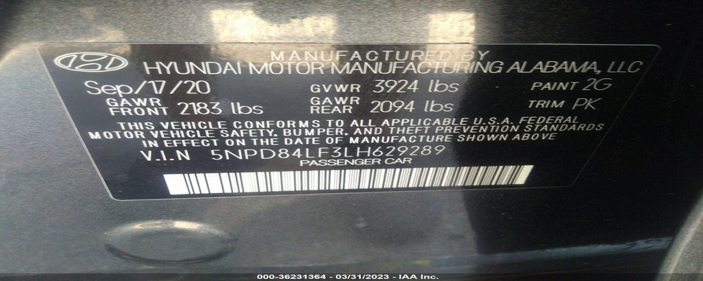 5NPD84LF3LH629289 2020 HYUNDAI ELANTRA photo no. 9