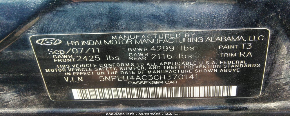 5NPEB4AC3CH370141 2012 HYUNDAI SONATA photo no. 9