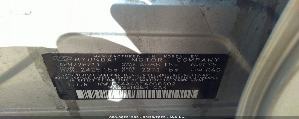 KMHEC4A43BA006602 2011 HYUNDAI SONATA photo no. 9