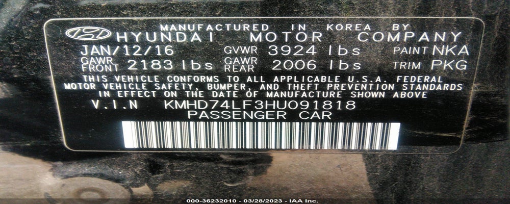 KMHD74LF3HU091818 2017 HYUNDAI ELANTRA photo no. 9