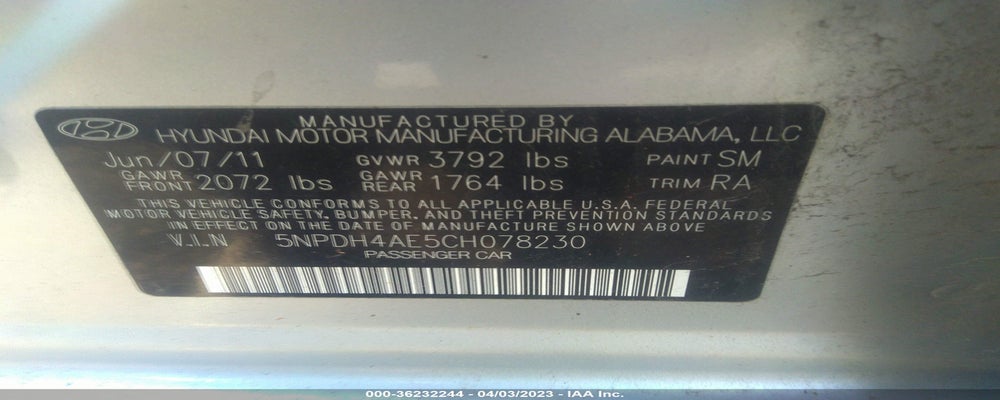 5NPDH4AE5CH078230 2012 HYUNDAI ELANTRA photo no. 9