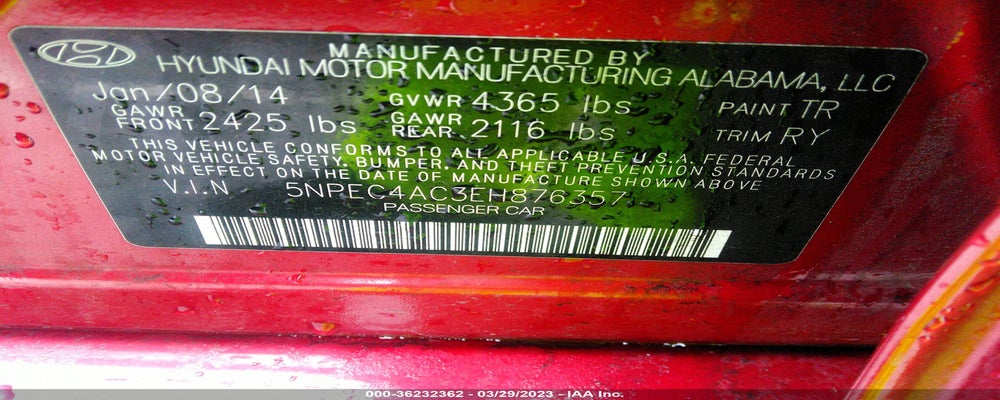 5NPEC4AC3EH876357 2014 HYUNDAI SONATA photo no. 9