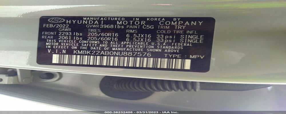 KM8K22AB0NU887576 2022 HYUNDAI KONA photo no. 9