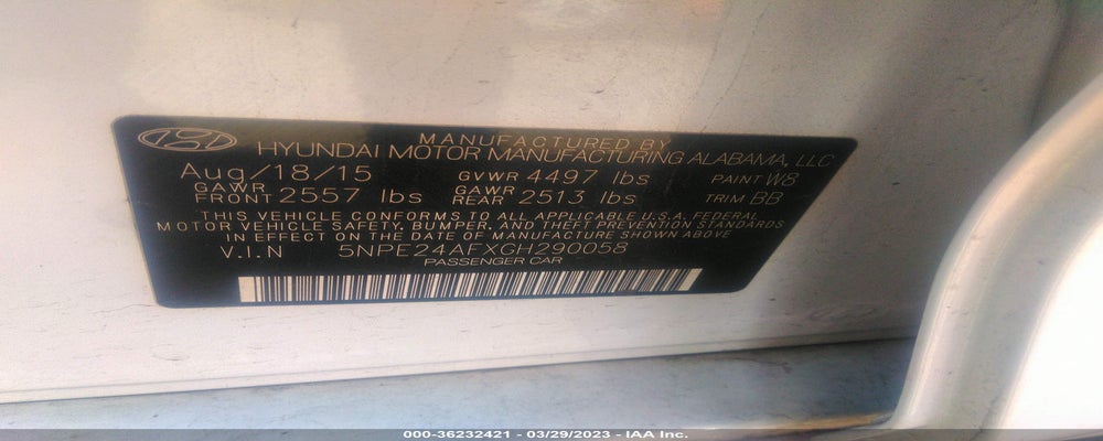 5NPE24AFXGH290058 2016 HYUNDAI SONATA photo no. 9