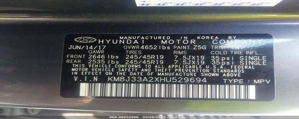 KM8J33A2XHU529694 2017 HYUNDAI TUCSON photo no. 9
