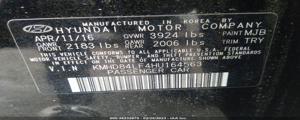 KMHD84LF4HU164563 2017 HYUNDAI ELANTRA photo no. 9