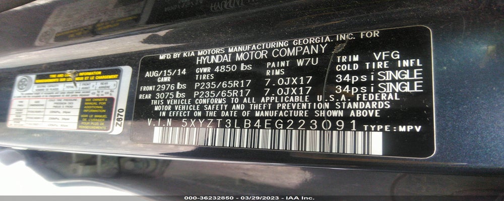 5XYZT3LB4EG223091 2014 HYUNDAI SANTA FE SPORT photo no. 9