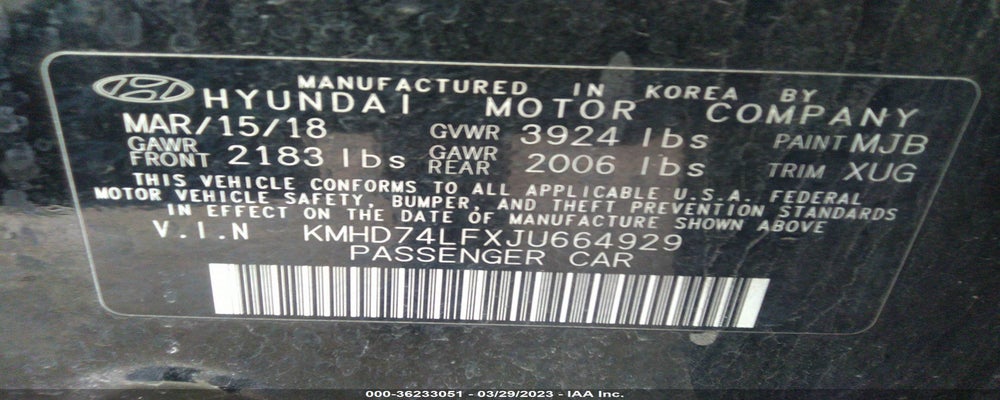 KMHD74LFXJU664929 2018 HYUNDAI ELANTRA photo no. 9