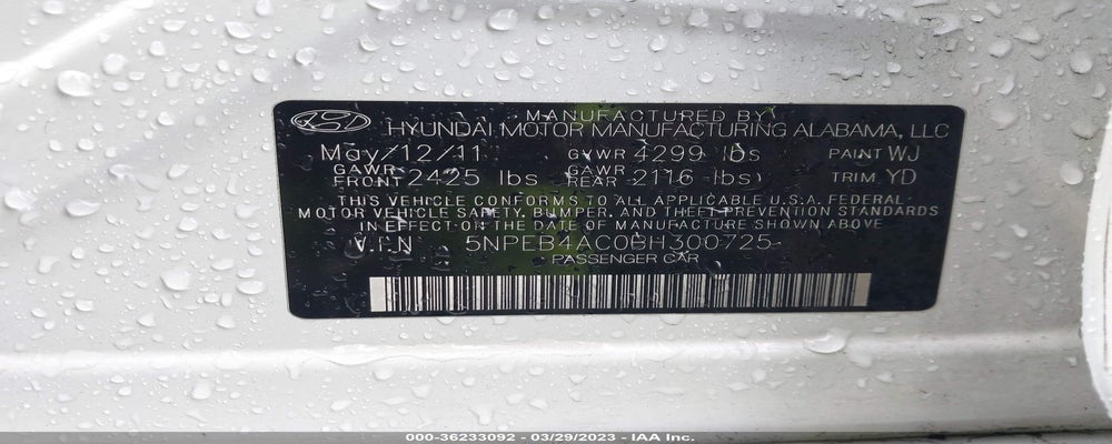 5NPEB4AC0BH300725 2011 HYUNDAI SONATA photo no. 9