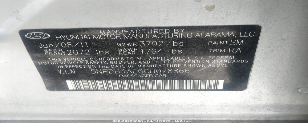 5NPDH4AE6CH078866 2012 HYUNDAI ELANTRA photo no. 9