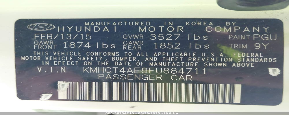 KMHCT4AE8FU884711 2015 HYUNDAI ACCENT photo no. 9