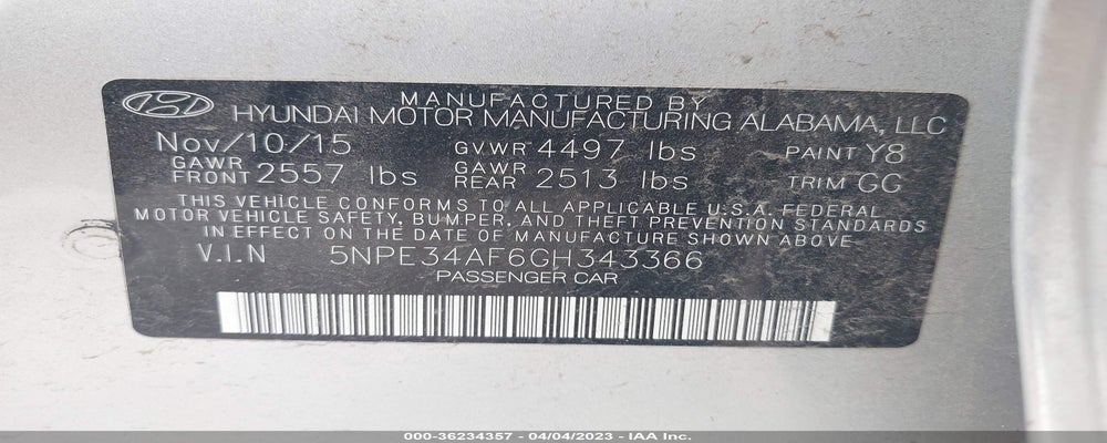 5NPE34AF6GH343366 2016 HYUNDAI SONATA photo no. 9