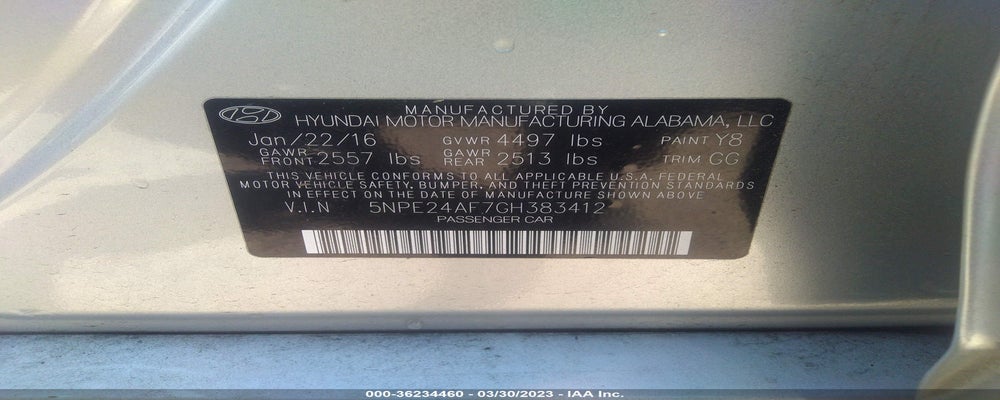 5NPE24AF7GH383412 2016 HYUNDAI SONATA photo no. 9