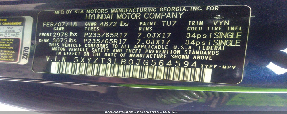 5XYZT3LB0JG564594 2018 HYUNDAI SANTA FE SPORT photo no. 9