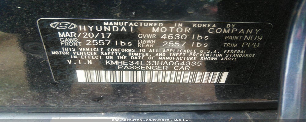 KMHE34L33HA064335 2017 HYUNDAI SONATA HYBRID photo no. 9