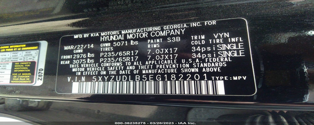5XYZUDLB5EG182201 2014 HYUNDAI SANTA FE SPORT photo no. 9