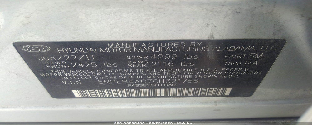 5NPEB4AC7CH321766 2012 HYUNDAI SONATA photo no. 9