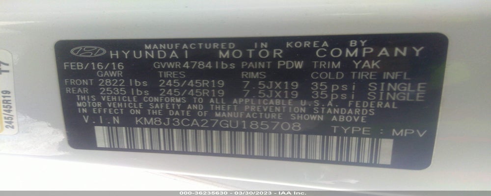 KM8J3CA27GU185708 2016 HYUNDAI TUCSON photo no. 9