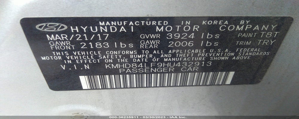 KMHD84LF9HU432913 2017 HYUNDAI ELANTRA photo no. 9