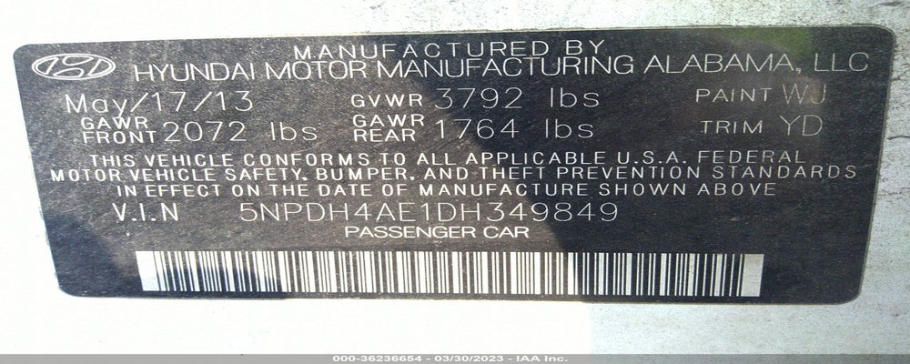 5NPDH4AE1DH349849 2013 HYUNDAI ELANTRA photo no. 9