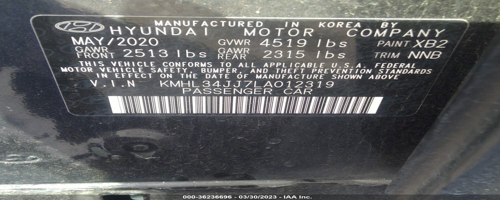 KMHL34JJ7LA012319 2020 HYUNDAI SONATA HYBRID photo no. 9