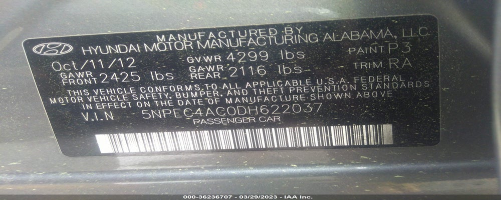 5NPEC4AC0DH622037 2013 HYUNDAI SONATA photo no. 9