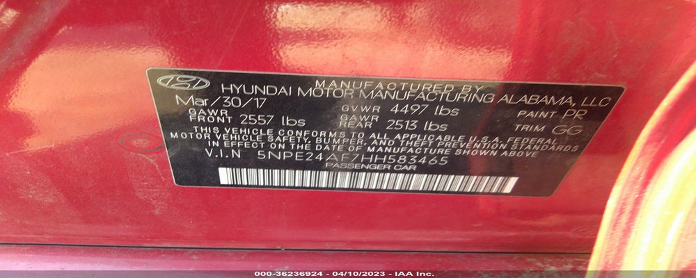 5NPE24AF7HH583465 2017 HYUNDAI SONATA photo no. 9