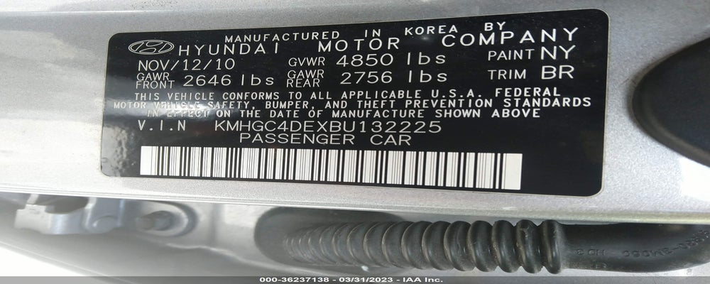 KMHGC4DEXBU132225 2011 HYUNDAI GENESIS photo no. 9