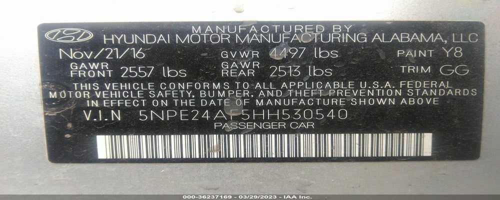 5NPE24AF5HH530540 2017 HYUNDAI SONATA photo no. 9