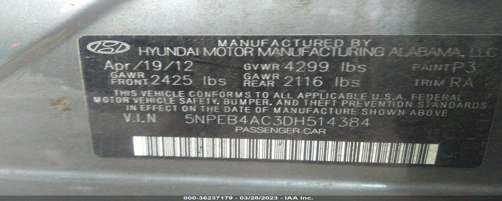 5NPEB4AC3DH514384 2013 HYUNDAI SONATA photo no. 9
