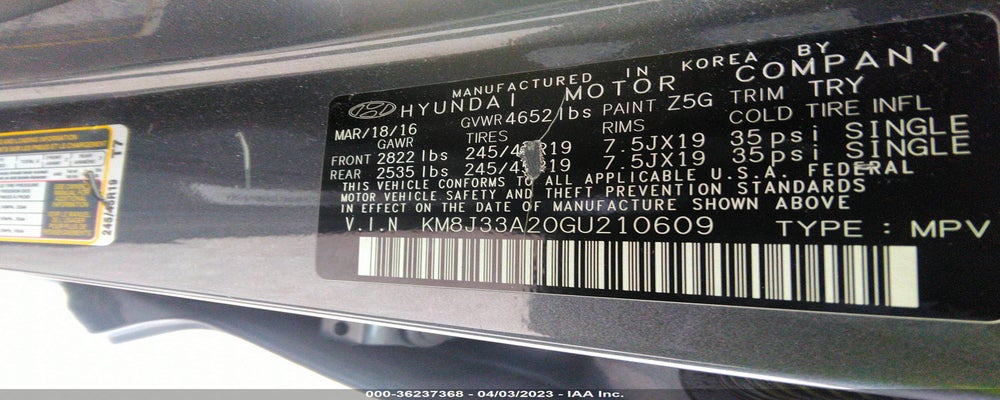 KM8J33A20GU210609 2016 HYUNDAI TUCSON photo no. 9