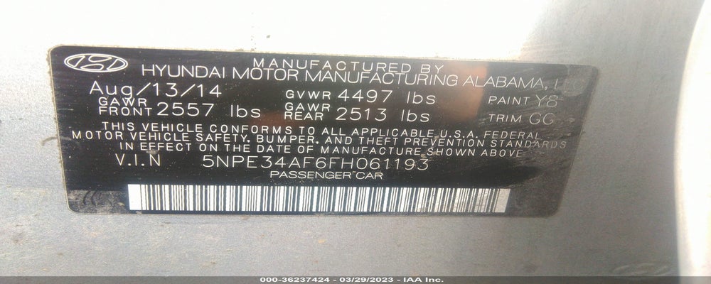 5NPE34AF6FH061193 2015 HYUNDAI SONATA photo no. 9