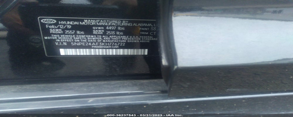5NPE24AF3KH776722 2019 HYUNDAI SONATA photo no. 9