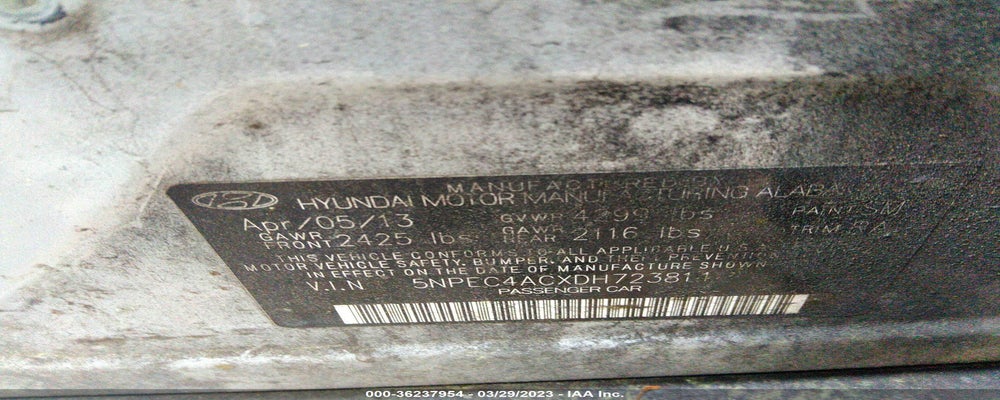 5NPEC4ACXDH723814 2013 HYUNDAI SONATA photo no. 9