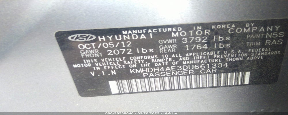 KMHDH4AE3DU661334 2013 HYUNDAI ELANTRA photo no. 9