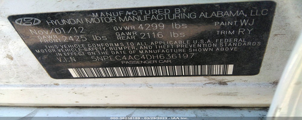 5NPEC4AC4DH636197 2013 HYUNDAI SONATA photo no. 9