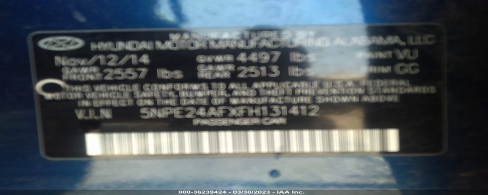 5NPE24AFXFH131412 2015 HYUNDAI SONATA photo no. 9