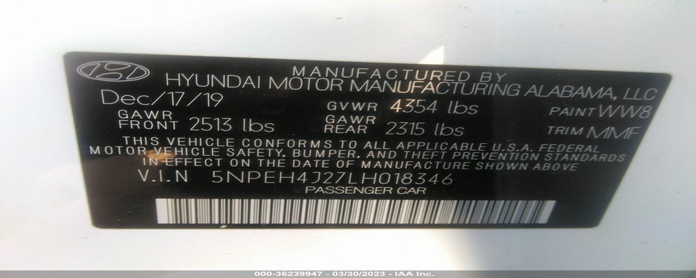 5NPEH4J27LH018346 2020 HYUNDAI SONATA photo no. 9