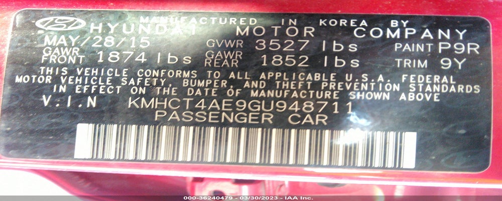 KMHCT4AE9GU948711 2016 HYUNDAI ACCENT photo no. 9