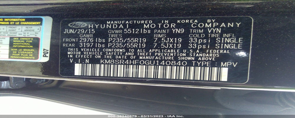 KM8SR4HF0GU140840 2016 HYUNDAI SANTA FE photo no. 9