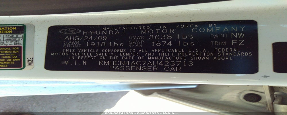 KMHCN4AC7AU423713 2010 HYUNDAI ACCENT photo no. 9