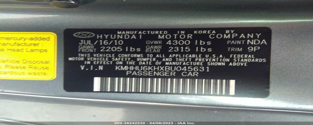 KMHHU6KHXBU045631 2011 HYUNDAI GENESIS COUPE photo no. 9