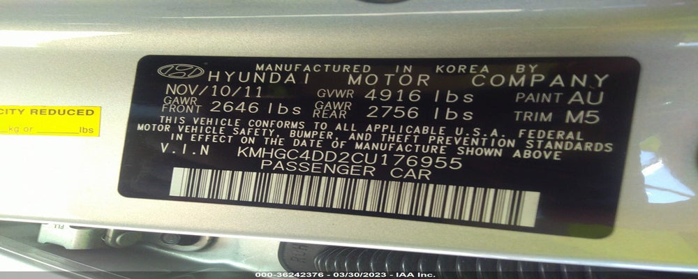 KMHGC4DD2CU176955 2012 HYUNDAI GENESIS photo no. 9