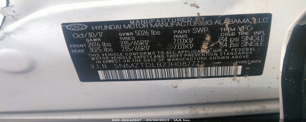 5NMZTDLB2JH087775 2018 HYUNDAI SANTA FE SPORT photo no. 9