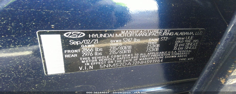 5NMS2DAJ2NH391984 2022 HYUNDAI SANTA FE photo no. 9