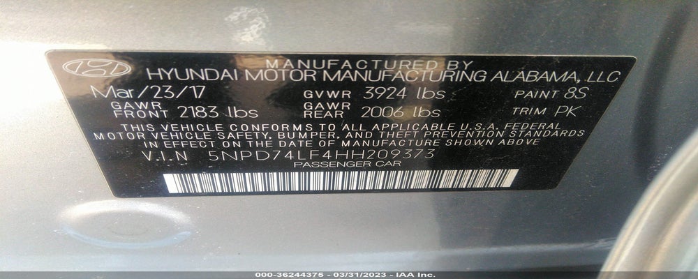 5NPD74LF4HH209373 2017 HYUNDAI ELANTRA photo no. 9