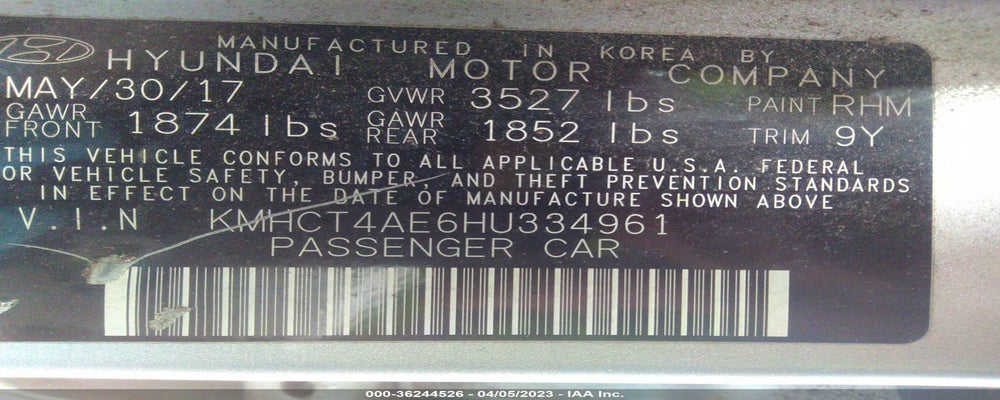 KMHCT4AE6HU334961 2017 HYUNDAI ACCENT photo no. 9
