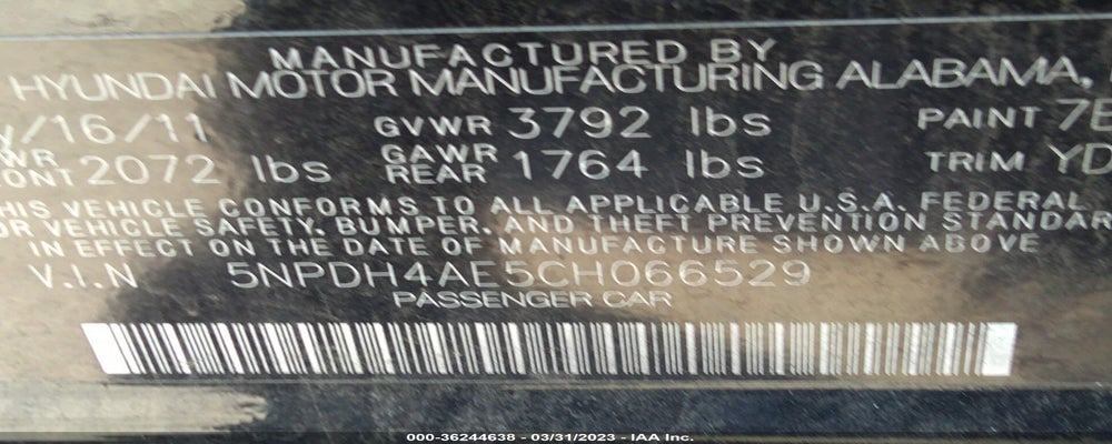 5NPDH4AE5CH066529 2012 HYUNDAI ELANTRA photo no. 9