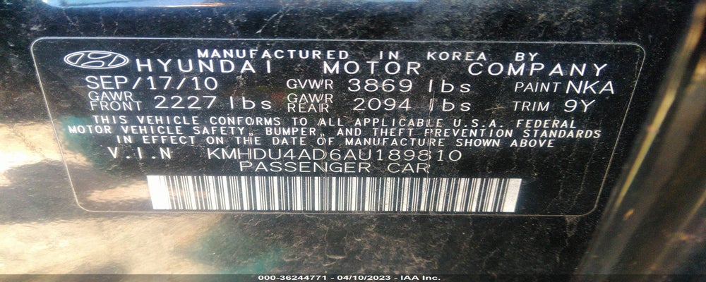 KMHDU4AD6AU189810 2010 HYUNDAI ELANTRA photo no. 9