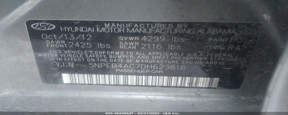 5NPEB4AC7DH623818 2013 HYUNDAI SONATA photo no. 9